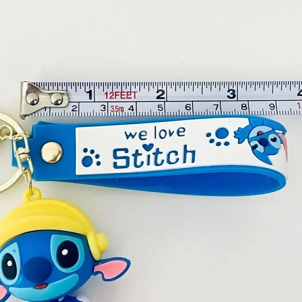 NWT Disney We love Stitch on Moped Blue Wristlet Key holder Keyring Keychain